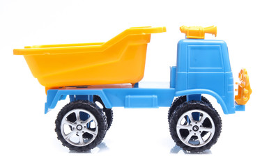 plastic toy truck isolated on white background