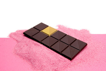 lucky gold chocolate pink background