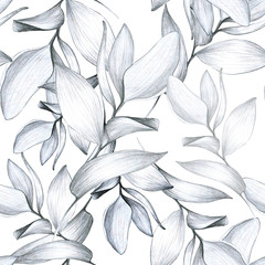tropical leaf. hand drawing with pencil, ink. Summer botanical flower, pattern for textile decor and wallpaper design, beautiful monochrome illustration. stock graphics - 296536848