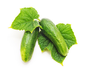Two fresh cucumbers.