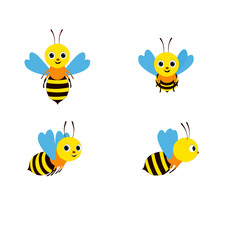 Obraz premium Four Bees - Cartoon Vector Image
