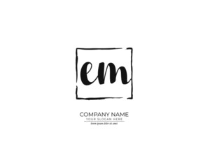 E M EM Initial handwriting logo design. Beautyful design handwritten logo for fashion, team, wedding, luxury logo.