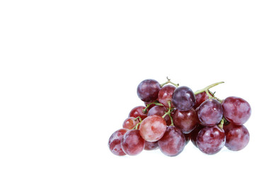 copy space red grapes isolated on white background