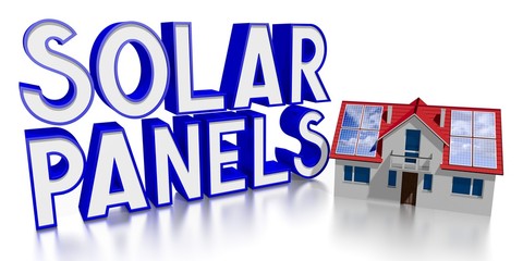 3D solar panels concept, family house