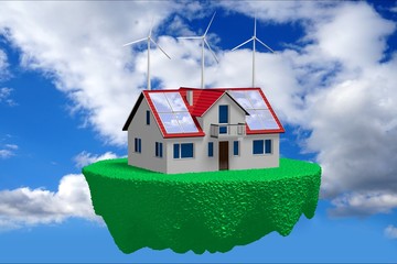 3D solar panels concept - flying house