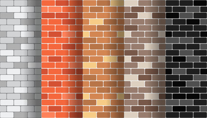 Collection of brick wall seamless pattern textures set - Vector  illustration