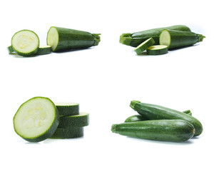 Fresh zucchini isolated on white (cucumber),(Mix, set , collection)