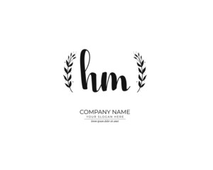 Obraz premium H M HM Initial handwriting logo design. Beautyful design handwritten logo for fashion, team, wedding, luxury logo.