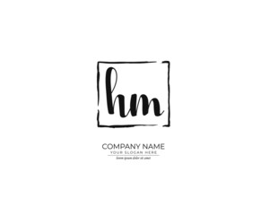 H M HM Initial handwriting logo design. Beautyful design handwritten logo for fashion, team, wedding, luxury logo.