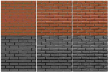 Brick wall texture seamless, 3 step drawing. Vector illustration stones wall. Seamless pattern