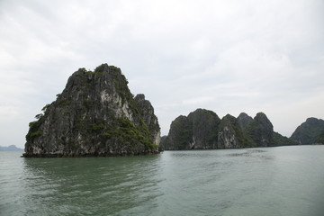 Beautiful mountains at sea in Ha-Long Bay, Vietnam