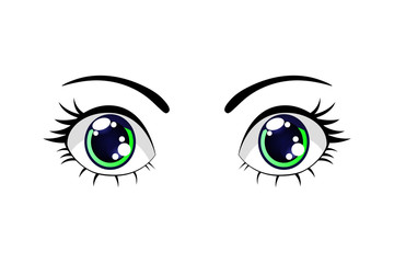 Colorful Cartoon Funny Blue  Eyes. Vector Isolated illustration on white background