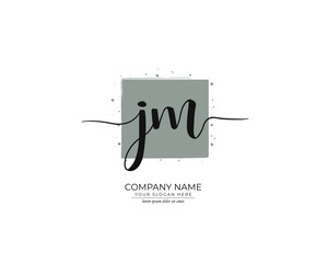 J M JM Initial handwriting logo design. Beautyful design handwritten logo for fashion, team, wedding, luxury logo.
