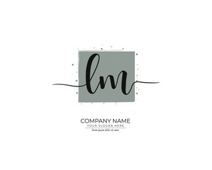 L M LM Initial handwriting logo design. Beautyful design handwritten logo for fashion, team, wedding, luxury logo.