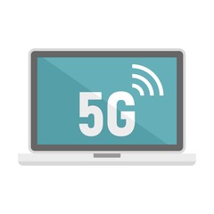 5G laptop icon. Flat illustration of 5G laptop vector icon for web design