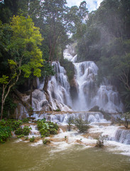 An impressive winged waterfall of Luang Prabang. Laos