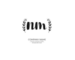 N M NM Initial handwriting logo design. Beautyful design handwritten logo for fashion, team, wedding, luxury logo.