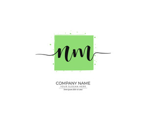N M NM Initial handwriting logo design. Beautyful design handwritten logo for fashion, team, wedding, luxury logo.