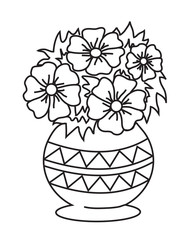 Vase of flowers on a white background. Sketch Illustration. 