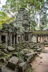 Fototapeta premium The ruins of impressive temple of Ta Prohm temple in Angkor Wat, Cambodia