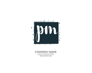P M PM Initial handwriting logo design. Beautyful design handwritten logo for fashion, team, wedding, luxury logo.