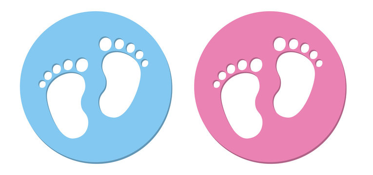 Baby foot barefoot pink and blue button