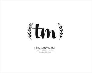 T M TM Initial handwriting logo design. Beautyful design handwritten logo for fashion, team, wedding, luxury logo.