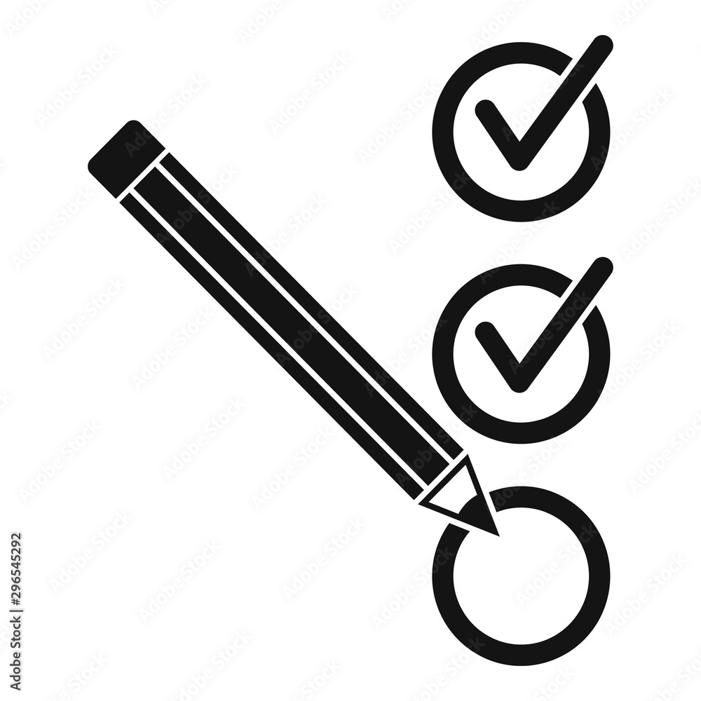 Poster pencil check mark icon. simple illustration of pencil check mark vector icon for web design isolated