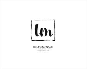 T M TM Initial handwriting logo design. Beautyful design handwritten logo for fashion, team, wedding, luxury logo.