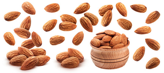 Almond isolated on white background with clipping path