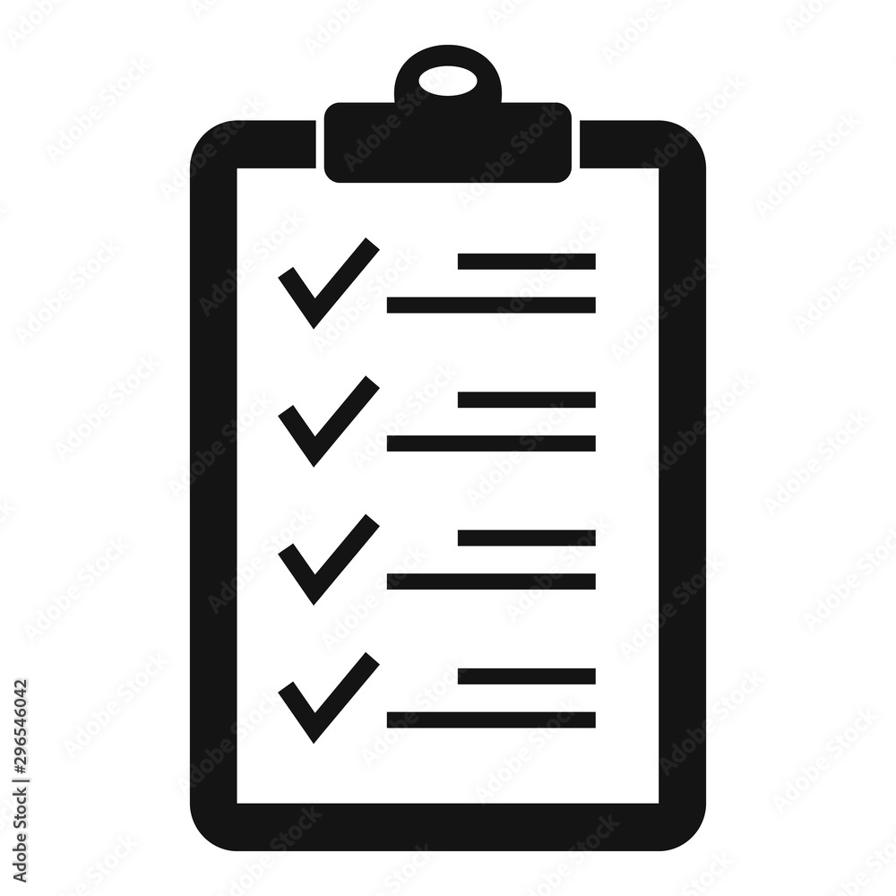 Poster check list icon. simple illustration of check list vector icon for web design isolated on white back