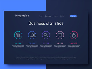 Naklejka premium Vector graphics infographics with five options. Template for creating mobile applications, workflow layout, diagram, banner, web design, business reports with 5 steps