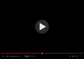 Multimedia player of social media. Video player template for web and mobile apps flat style. 