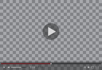 Multimedia player of social media. Video player template for web and mobile apps flat style on transparent background. 
