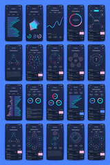 Different UI, UX, GUI screens and flat web icons for mobile apps