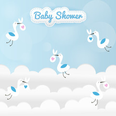 Set of baby shower invitation card babies boy and girl. Baby frame with boy/girl and stickers on light background. It's a boy. It's a girl. 