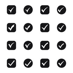 Icons check mark box and circle vector illustration