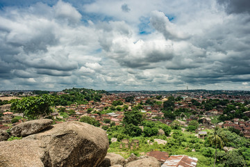 An overview of the area surrounding the Olumo Rock summit