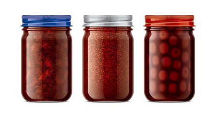 Set of Glass Jar with Jam. 