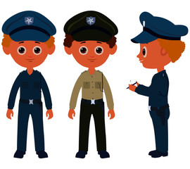 Policemen - Standing - Cartoon Vector Image