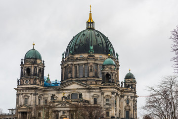 Fototapeta na wymiar Berliner Dom or Berlin Cathedral, the common name for the Evangelical Supreme Parish and Collegiate Church in Berlin, Germany. It is located on Museum Island in the Mitte borough.