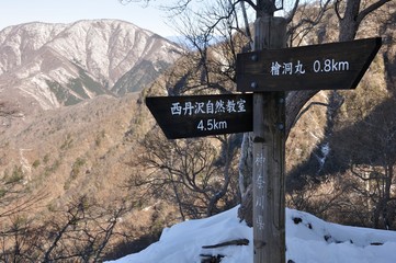 雪のつつじ新道より大室山