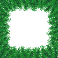 Fototapeta na wymiar Frame of green spruce branches. Christmas tree. Conifer background. New Year design