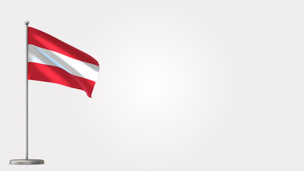 Austria 3D waving flag illustration on Flagpole. Perfect for background with space on the right side.