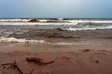 winter sea with big waves 