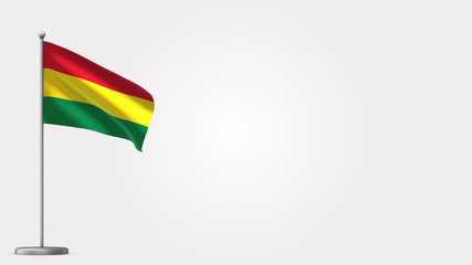 Bolivia 3D waving flag illustration on Flagpole. Perfect for background with space on the right side.