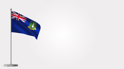 British Virgin Islands 3D waving flag illustration on Flagpole. Perfect for background with space on the right side. © MLMedia