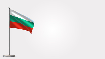 Bulgaria 3D waving flag illustration on Flagpole. Perfect for background with space on the right side.
