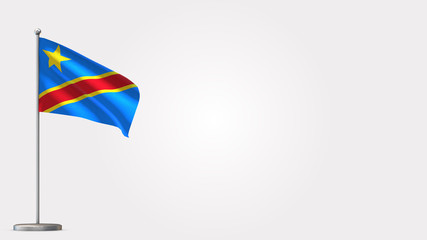 Democratic Republic Of Congo 3D waving flag illustration on Flagpole. Perfect for background with space on the right side.