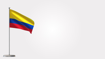Colombia 3D waving flag illustration on Flagpole. Perfect for background with space on the right side.
